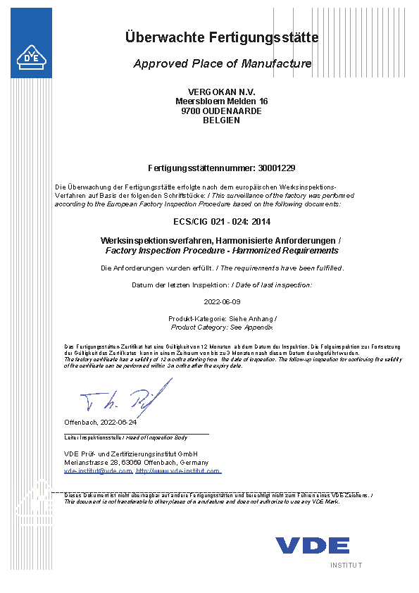 Approved place of manufacture - 30001229 - website